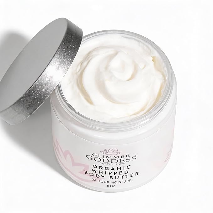 GLIMMER GODDESS Organic Whipped Body Butter (Sandalwood & Vanilla Bean) 8 oz