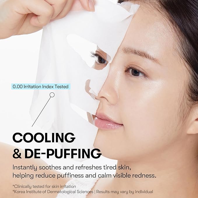 VT COSMETICS Cryo Ice Cool Mask, 30 Sheets, Cooling & De-Puffing Daily Sheet Mask, Hydrating Korean Face Mask, Xylitol & Hyaluronic Acid, K-Beauty Skincare