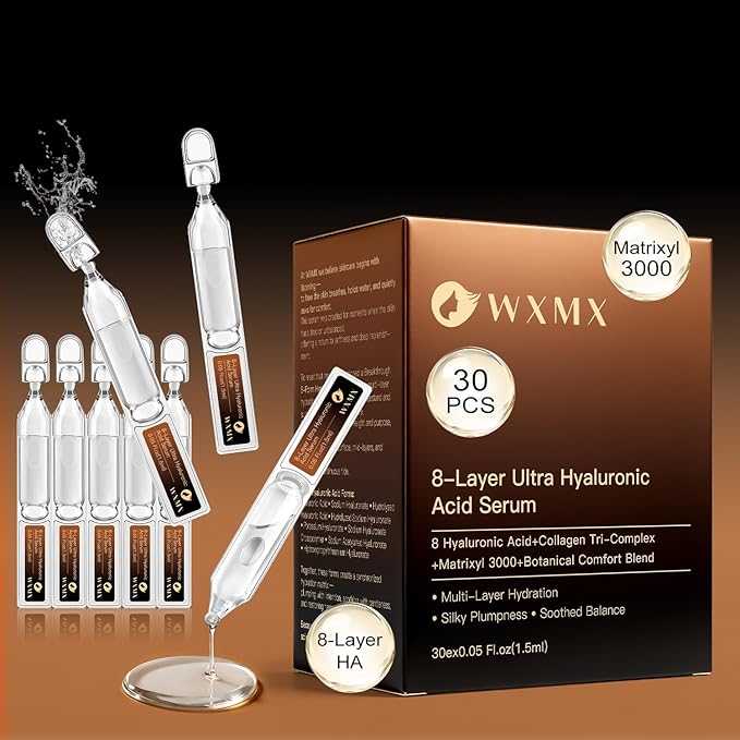 Ultra Hyaluronic Acid Serum With 8 HA Forms + Matrixyl 3000, Collagen Tri - Complex & Peptide, Multi - Layer Hydration Anti-Aging Serum, Hyaluronic Acid Serum for Face (0.05 Fl Oz (Pack of 30))