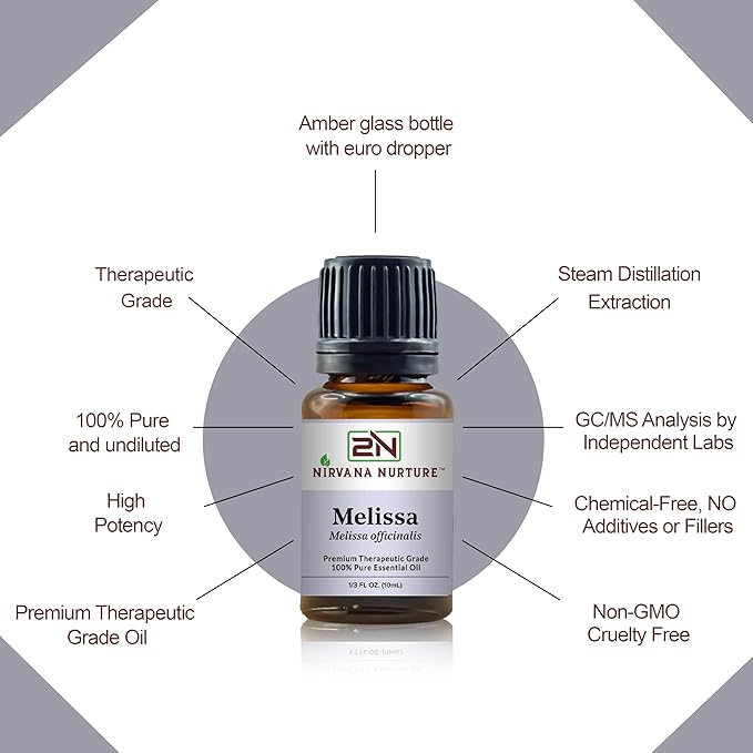 Melissa Essential Oil, 100% Pure Undiluted, Aromatherapy Oil for Diffuser, Hair & Skin Care