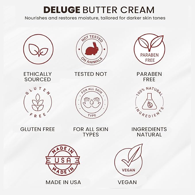 DELUGE coco verbena Body Butter for Women & Men – 100% Organic Body Butter for Dry Skin - USA Made Natural Body Butter with Long Lasting Hydration & Non-Greasy Finish (6 FL OZ)