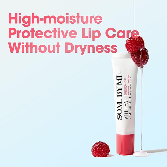 SOME BY MI V10 Hyal Lip Sun Protector Berry – Pack of 2, 0.46oz – Korean Tinted Glow SPF 15 Sunscreen Lip Balm for Dry & Sensitive Lips – Hydrating with Hyaluronic Acid & Vitamin E – Korean Skin Care