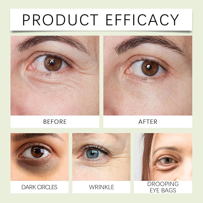 2 PC Vegan Collagen Eye Serum with Triple Hyaluronic Acid & Peptides – Cooling Under Roller for Puffiness, Fine Lines Dark Circles Hydrating Treatment All Skin Types