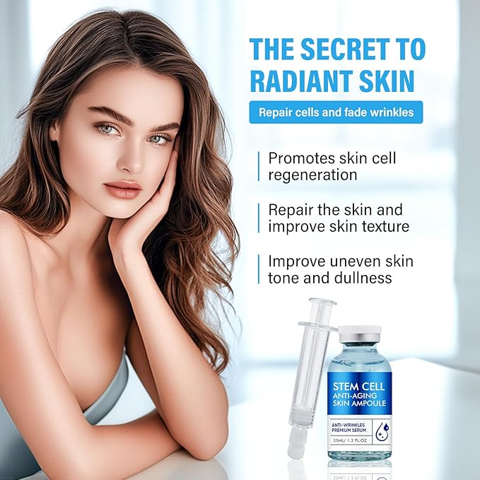 Stem Cell Anti-Aging Serum - Advanced Plant-Cell Extract Facial Serum - Firming and Hydrating Essence for a Youthful Glow, Supports Skin Barrier & Smooths the Appearance of Wrinkles