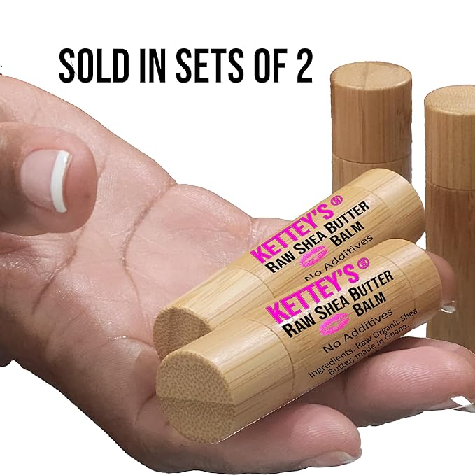 KETTEY'S 100% Pure, Raw Shea Butter Lip Balm is 100% pure organic shea butter. It comes from our very own growth of shea tress in Ghana. Each lip container is hand poured by Kettey herself.