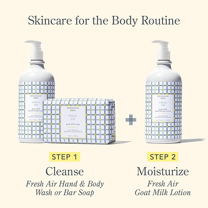 Beekman 1802 Goat Milk Lotion – Body Lotion & Hand Lotion for Dry Skin, Lightweight Non-Greasy Formula with Shea Butter & Jojoba Oil, Cruelty Free, Lotion Pump – Fresh Air