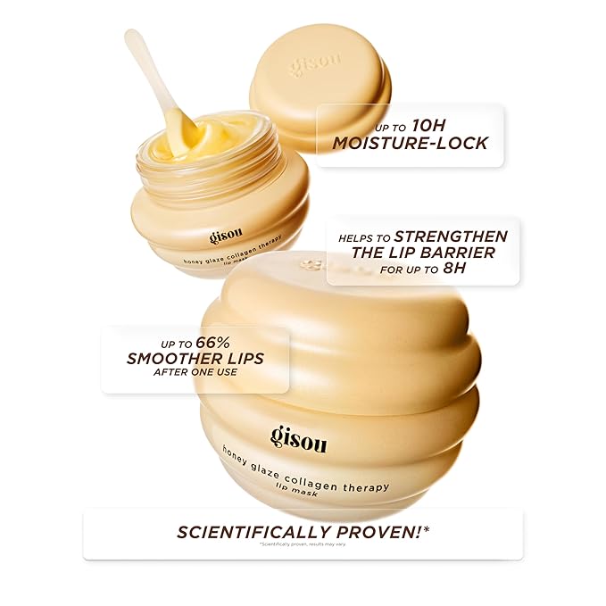 Gisou Honey Glaze Collagen Therapy Lip Mask - Intense Hydration, Visible Repair & Glazed Shine with Mirsalehi Honey, Collagen Active & Hyaluronic Acid