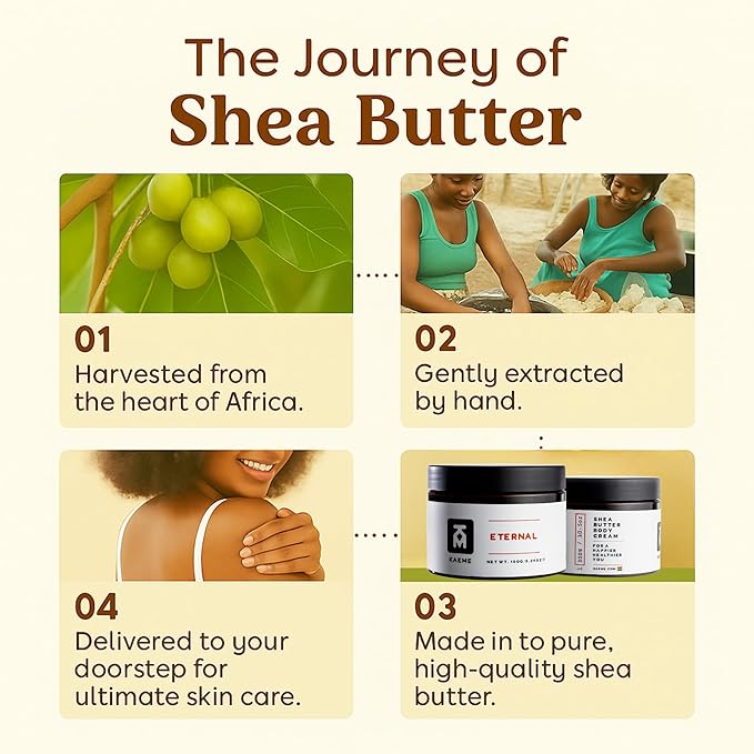 Kaeme.com Eternal Non-Greasy Whipped Shea Body Butter For Face, Body, Hair-Made With 100% Organic Raw Unrefined Shea & Coconut Oil, Deep Hydration for Dry, Sensitive Skin, Eczema Relief-3.4oz/100g Jar