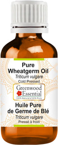 Greenwood Essential Wheatgerm Oil (Triticum vulgare) | Cold Pressed | Natural | Undiluted | for Diluting Essential Oils | for Skin & Massage | Men & Women | 30ml (1 oz)