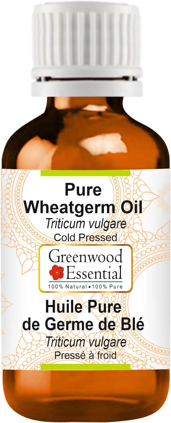 Greenwood Essential Wheatgerm Oil (Triticum vulgare) | Cold Pressed | Natural | Undiluted | For Diluting Essential Oils | For Skin & Massage | Men & Women | 50ml (1.69 oz)