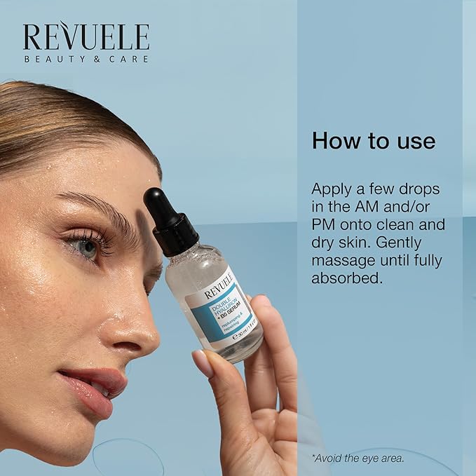 REVUELE Double Hyaluron + B5 Serum, Hydrating Face Serum with Hyaluronic Acid & Panthenol 1 fl.oz