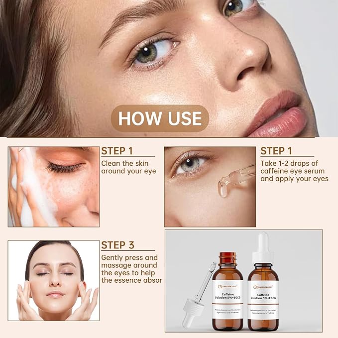 Caffeine Solution 5% + EGCG Eye Serum for Skin Care Caffeine Eye Serum Reducing Puffiness and Dark Circles 30ml