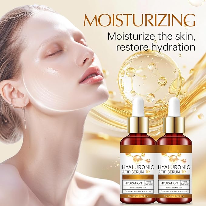 Hyaluronic Acid Serum for Face, Deep Hydration Facial Serum with Plant Extracts, Lightweight Moisturizing Essence for Plump-Looking, Smooth & Resilient Skin, 30ml / 1.01 fl oz