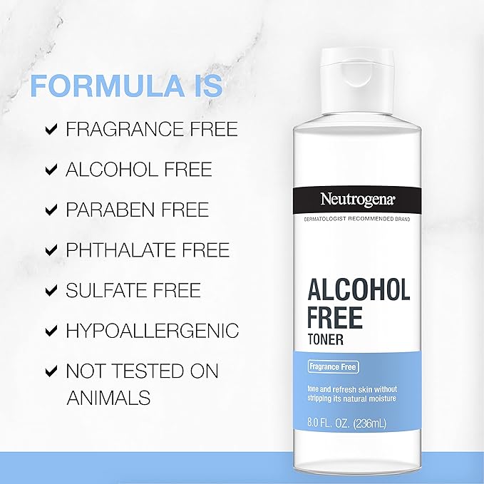 Neutrogena Alcohol-Free Gentle Face Toner | Fragrance-Free | Hypoallergenic | 8 fl. oz | Pack of 2