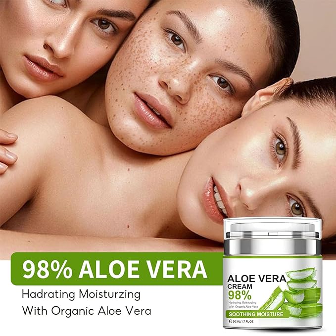 Grospe Aloe Vera Moisturizer Facial Cream,Facial Cream With 98% Organic Aloe Vera,Anti Wrinkle Face Moisturize Cream,For Dry Skin,Acne Scars,Soft,Moisturizing,And Delicate Skin