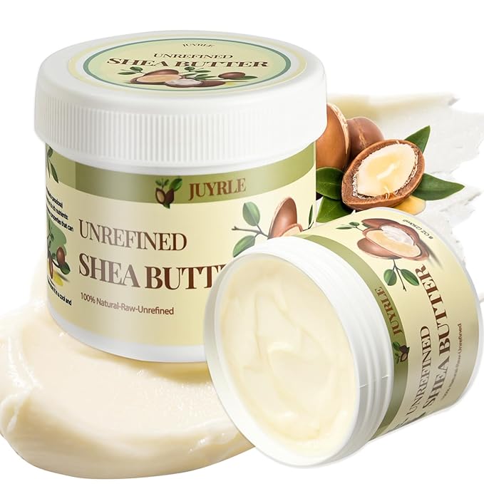 JUYRLE Shea Butter Raw Organic- Pure & Raw Virgin Unrefined, African Shea Butter for Hair, Extremely Dry Skin, DIY Whipped Moisturizing Body Lotion, Body Butter for Women and Men- 16oz