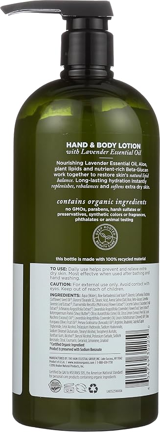 Avalon Organics Hand & Body Lotion, Nourishing Lavender, 32 Oz