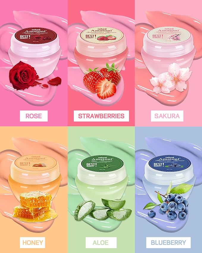 Lip Sleeping Mask Set-6 Pcs Lip Balm Hydrating Lip Mask Overnight Lip Treatment Care For Dry Cracked Lips,Day &Night Moisturize &Nourish Korean Lip Gloss For Women Improve Lip Color With Shea Butter