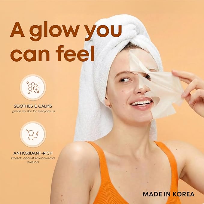 Clear Beauty Vitamin C & Collagen Face Mask – Hydrating & Firming Sheet Masks For Dry, Dull, Aging Skin – Dermatologist Tested, Anti-Aging, Korean Skin Care – Cruelty-Free Clean Beauty – 5 Count