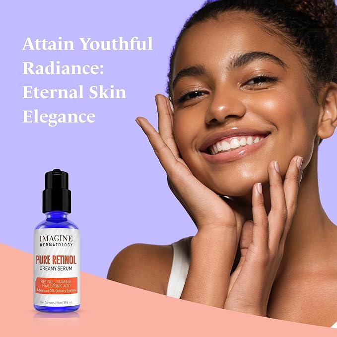 Pure Retinol Creamy Serum LARGE 2oz with Hyaluronic Acid and Vitamin E | Pure Retinol Serum For Face - Unmatched G3L Delivery System - Moisturizer | Made in USA - 2 fl oz/59.4 ml