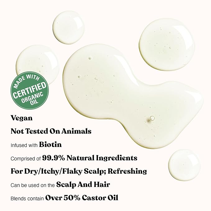 Red by Kiss Professional 99.9% Natural Hair Oil, Organic Vegan Oil Blend for Dry & Flaky Scalp Relief, Hydrating Biotin Infused, Nourish Add Shine & Smooth Hair (Peppermint, 7.78 Fl Oz)