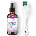 Eva Naturals Peptides Serum for Face + Derma Roller Kit - Anti Aging Microneedling Set for Wrinkles & Collagen Boost - 0.25mm Titanium Microneedle Roller for Face & Scalp Hair Growth