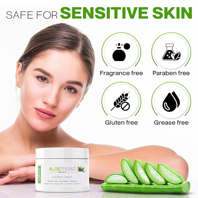 Organic Aloe Vera Face Cream & Body Moisturizing Cream, Natural Aloe Vera Lotion with Vitamin E Oil, Vitamin C, Retinol Cream, Shea Butter – Anti Aging Face Moisturizer for Women, Dry Skin (2 oz)