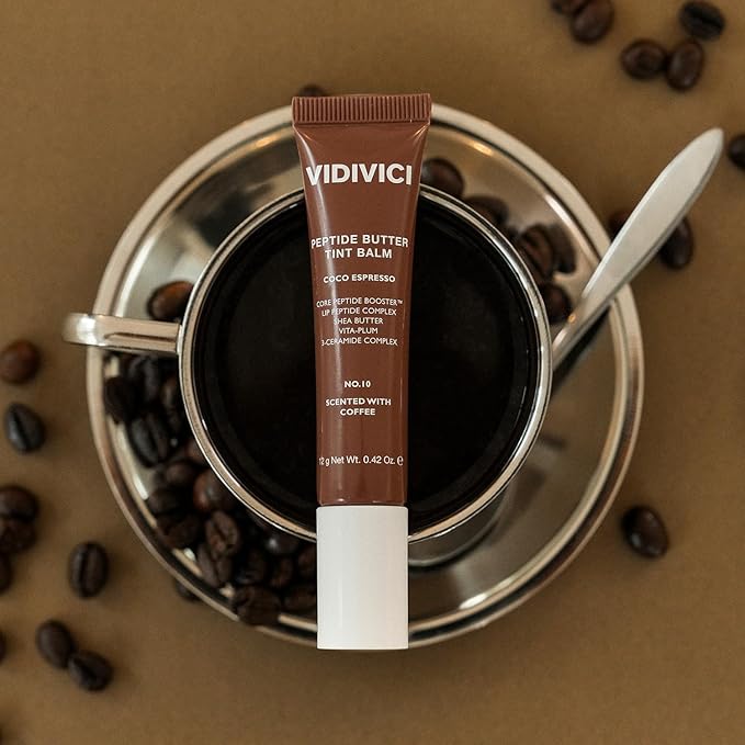 VIDIVICI Peptide Butter Tint Balm | 10 Color Variants, Moisturizing Lip Tint with Melting Peptide Complex™ & Sheer Tinted Glow - 10 COCO ESPRESSO (12g, 0.42Oz)