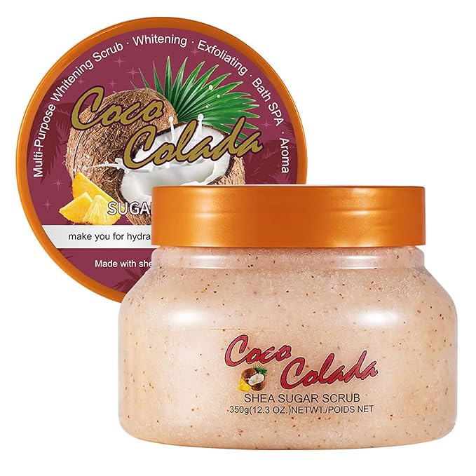 Facial Scrub Shea Sugar Scrub Ultra Hydrating and Exfoliating for Nourishing Essential Body Care Improves Acne Scars, Blackheads, Pore Size, and Skin Texture (cococolada)