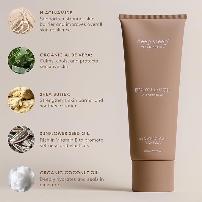 Deep Steep Body Lotion, Passion Fruit Guava, 8 oz – Moisturizer with Coconut Oil, Shea Butter, Argan Oil, Aloe Vera & Niacinamide – Vegan, Clean Beauty, Daily Skin Hydration