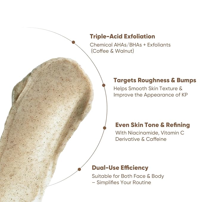 Coffee Facial Exfoliating Scrub, Face Exfoliator Scrub with AHA, BHA, Niacinamide, VC, Gentle Blackhead Remover & Body Smoothing Treatment for Face & Body, 4.23 fl.oz/120g