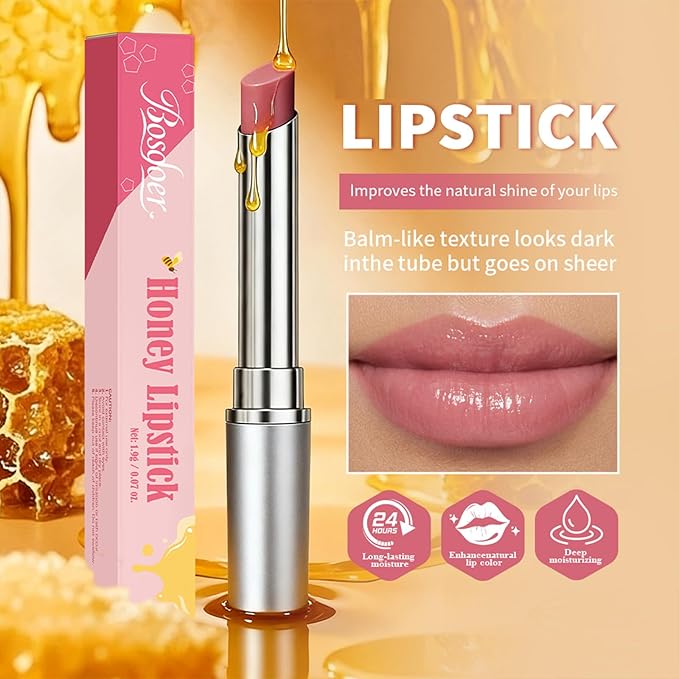 Honey Lip Tinted Lip Balm, Nourishing Hydrating Natural Color, Moisturizing Lip Care for Soft Lips for Daily Use, Enhances Lips with a Subtle Tint, Long Lasting, Lightweight (1PCS Pink, Large)