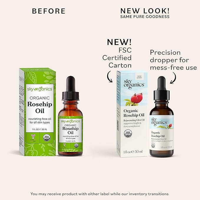 Sky Organics Travel Size Revitalizing Glow Face Oil, Rosehip Oil for Face – Nourishes Without Clogging Pores, Rosehip Seed Oil Organic for Bright Skin, 100% Pure Rose Hip Oil, Cold-Pressed