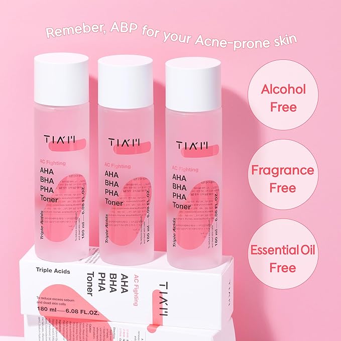 TIAM AC Fighting AHA BHA PHA Toner, 6.08 fl oz, Gentle Exfoliating Toner for Pore Care & Skin Texture with Panthenol, Suitable for All Skin Types, Korean Skin Care