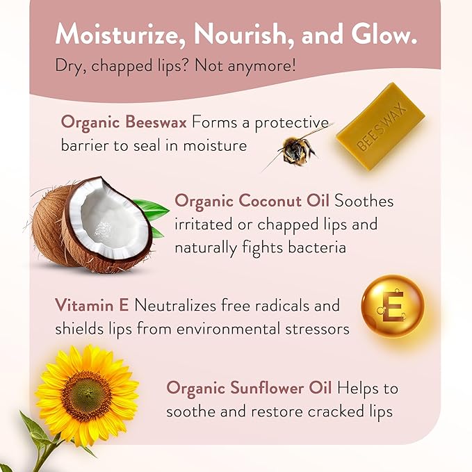Moroccan Magic Vegan Vanilla Lip Balm 3 Pack | Ultra-Hydrating Argan & Essential Oil Lip Moisturizer + Vitamin E | Natural Chapstick for Dry Lips | Organic Ingredients | Lip Balms & Moisturizers
