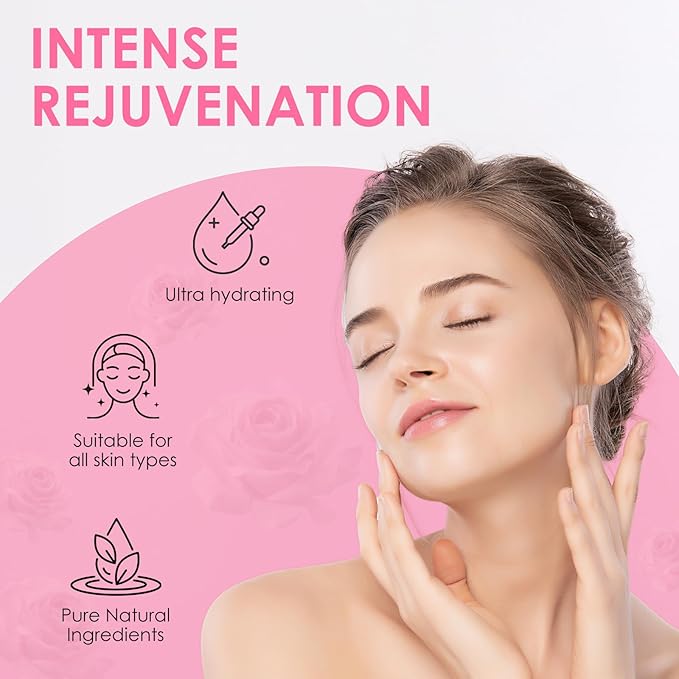 AUSLKA Facial Rose Oil Moisturizing without Greasiness, Natural Rose Essential Oil with Petal Fragrance for Face Body Hand Contains Vitamin E Anti Ageing & Anti Wrinkle for Skin Care, 1 FL.OZ (30ml)
