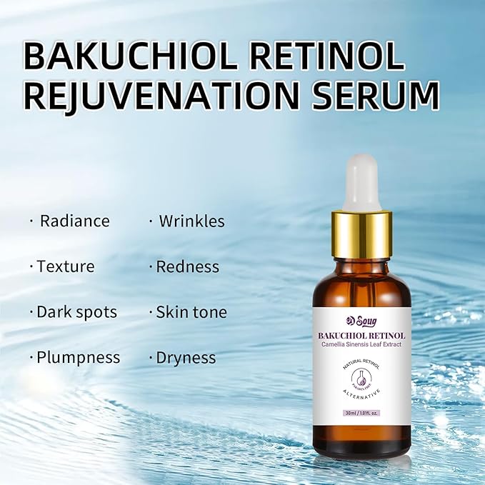 Bakuchiol Retinol Serum, 2 PCS Retinol Rejuvenation Serum for Anti Aging & Reduce Wrinkles, Fine Lines & Sagging, Moisturising Skin, 2.02 fl.oz
