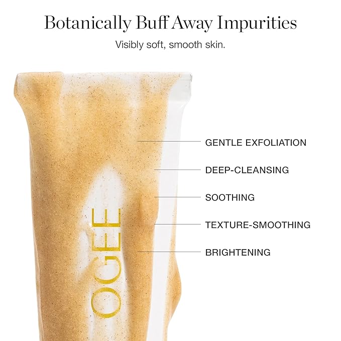 Ogee Botanical Brilliance Exfoliating Cleanser, High Performance Facial Wash, Certified Organic Face Exfoliator Made in USA, 3.8 Fl Oz (Pack of 2)