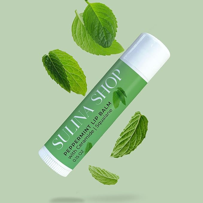 Peppermint Lip Balm Hydrating for Dry, Cracked Lips, Beeswax Lip Moisturizer Stick, Soothe Dryness, Restores Smoothness & Barrier Protection, Instant Moisture, Refreshing Lip Therapy - 0.15 Fl oz