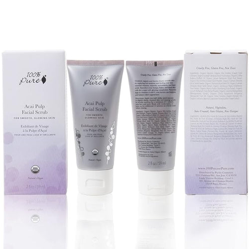 100% PURE Acai Pulp Facial Scrub, Exfoliating, Organic Face Wash (2 Fl Oz)