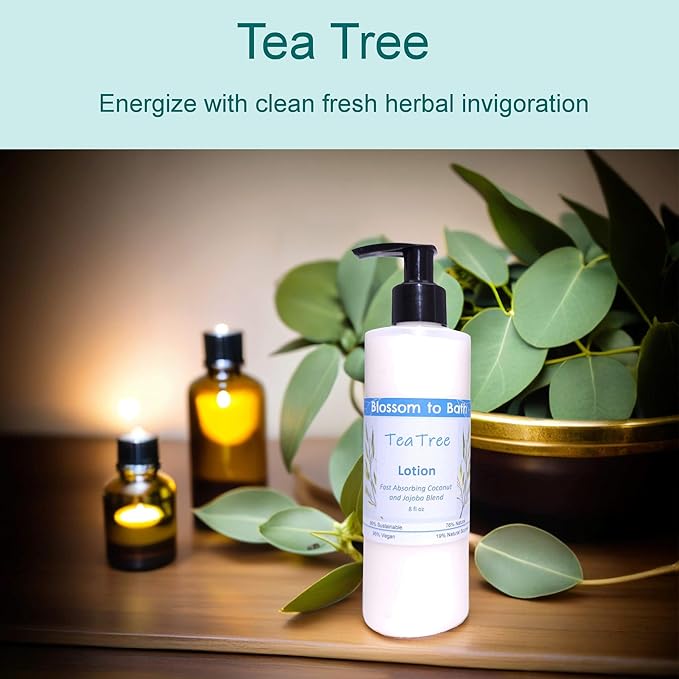 Blossom to Bath Tea Tree Lotion (8 Ounce) - Pure Essential Oil Fragrance - Absorbs Quickly with an Invigoratingly Clean Scent