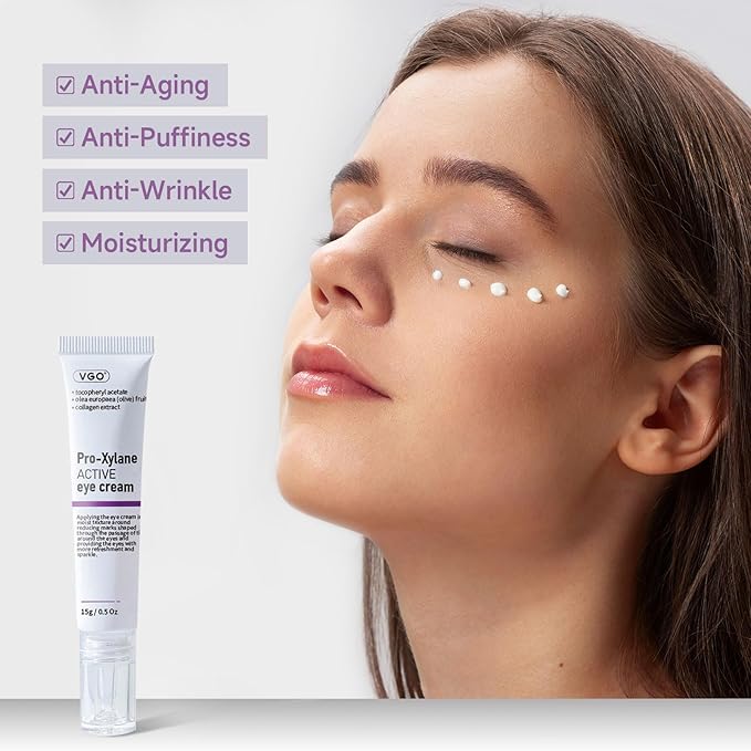 VGO Eye Cream 2% Pro-Xylane Eye Repair Cream for Dark Circles & Puffiness Under Eyes, Pro Xylane + 6D Hyaluronic Acid to Firm Skin, Reduce Wrinkles, Fine Lines, 15g/0.5 Oz