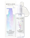Mary&May Rice + Glutathione LHA Cleansing Oil – Korean Oil Cleanser for Blackheads & Pores, Waterproof Makeup & Sunscreen Remover, Oil-to-Milk Emulsifying, Exfoliation for Sensitive Skin 6.76 fl oz