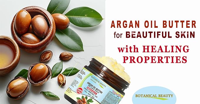 Botanical Beauty ARGAN OIL BUTTER RAW 100% Pure Natural VIRGIN UNREFINED Cold-Pressed for Face, Skin, Body, Hair, Lip, Nails. Rich in Vitamin E (16 Fl Oz)
