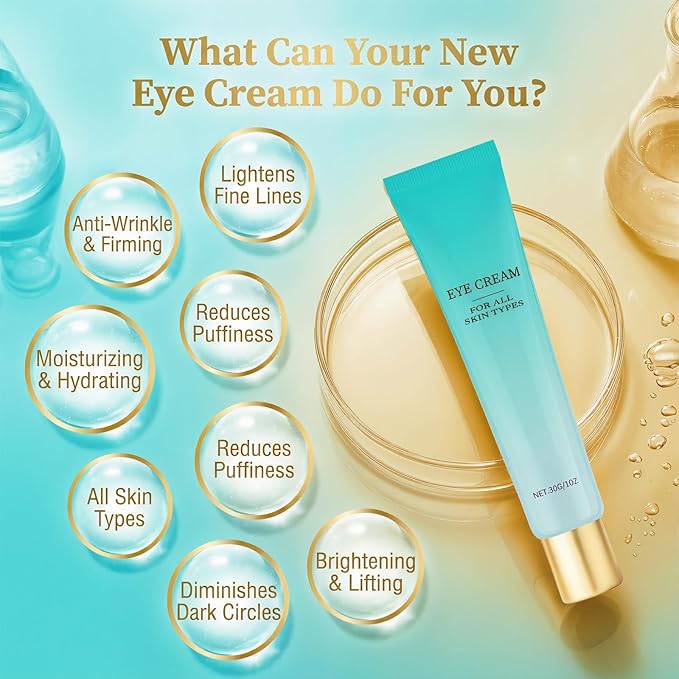 Retinol Eye Cream, Targets Dark Circles and Puffiness—Anti-Aging Formula with Hyaluronic Acid Effectively Reduces Eye Bags, Wrinkles, and Fine Lines | Unisex Moisturizing Eye Care