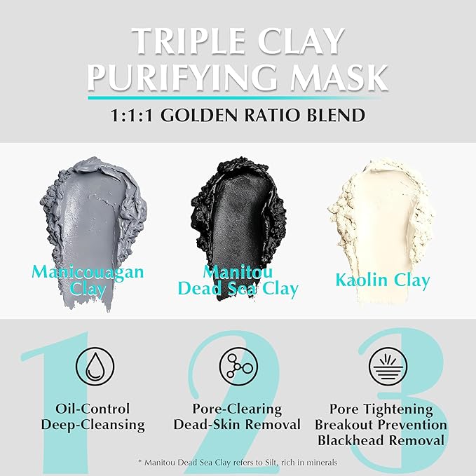 Clay Mask for Face: Deep Cleansing Pore, Dead Sea Mud Mask with Salicylic Acid, Oil-Control, Reduces Acne – for Sensitive, Oily & Acne-Prone Skin, 4.06 Oz