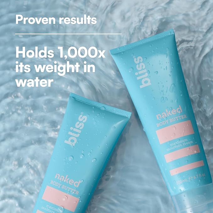 Bliss - Naked Body Butter - Unscented - Maximum Moisture Cream - 6.7 Fl Oz - Daily Moisturizer for Women & Men - Fragrance Free - Vegan and Cruelty Free