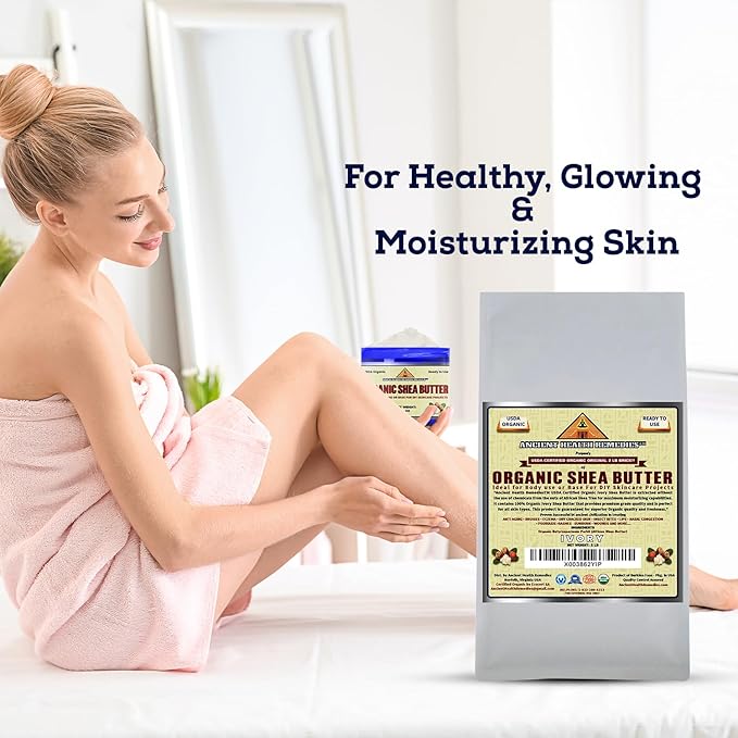 USDA Certified Organic Unrefined Raw AFRICAN IVORY SHEA BUTTER BLOCKS/JAR Bulk Size Grade A for Anti Aging, Dry Skin, Base for DIY Body Butter, Beauty, Skin Moisturizer & Hand Cream