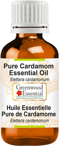 Greenwood Essential Cardamom Essential Oil (Elettaria cardamomum) Pure | Non-Sticky | Non-Greasy | Lightweight | Men & Women | All Skin Types | Steam Distilled 5ml (0.16 oz)