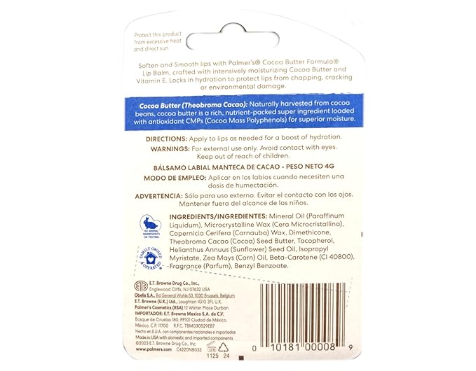 E.T. BROWNE Palmers Cocoa Butter Formula Lip Balm, 12 Count